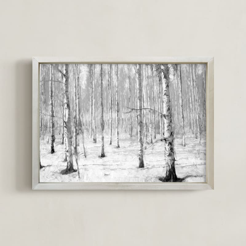 "Moon Forest" - Art Print in white by Brian Lee - Framed
