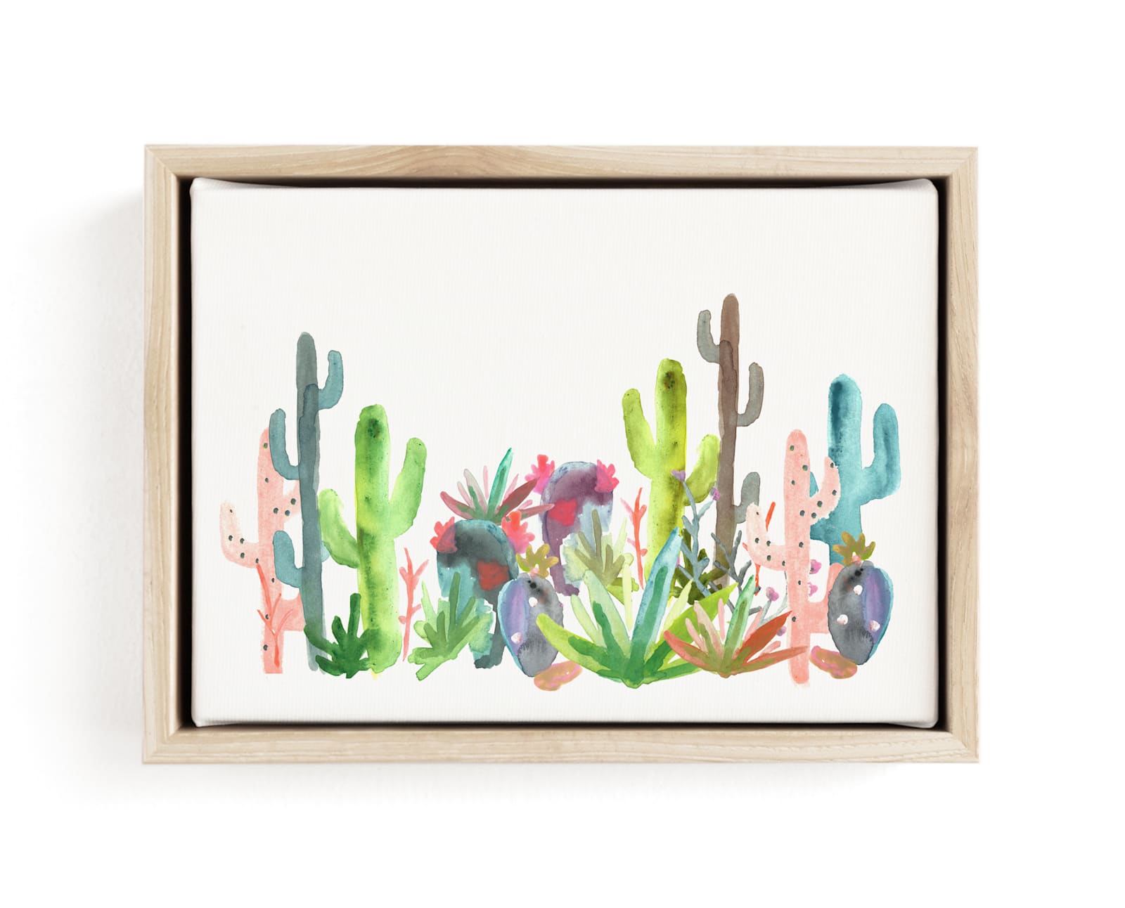 "Cactus Jungle" - Art Print in Jungle Fresh by Holly Royval - Framed Canvas