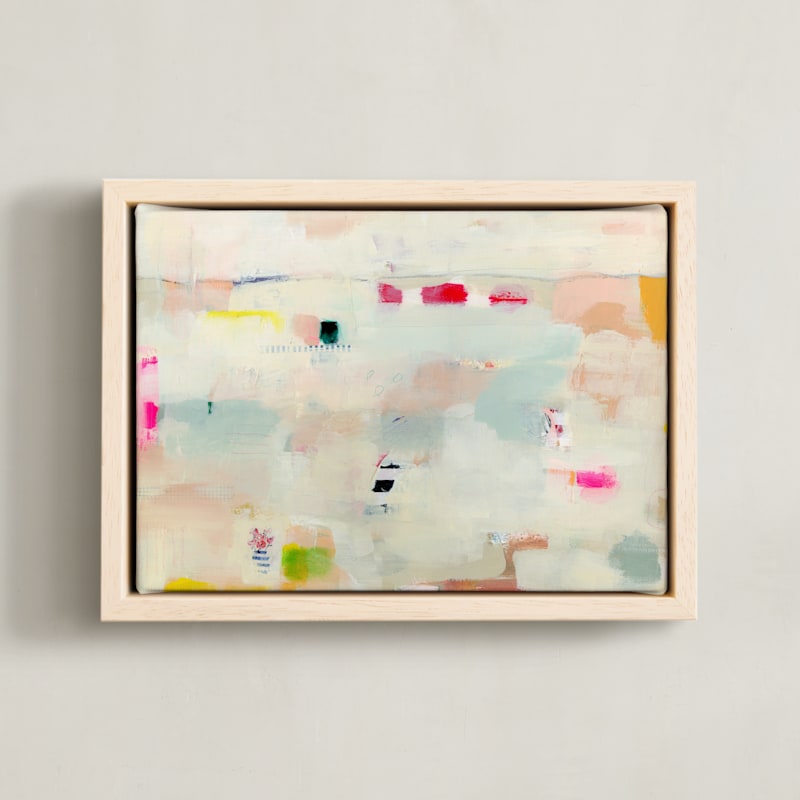 "Dotted Dash" - Art Print in Wheat by Lindsay Megahed - Framed Canvas