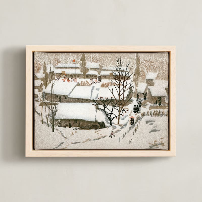 "Morning Snow" - Art Print in Brown Yellow by Zhihua Tu - Framed Canvas