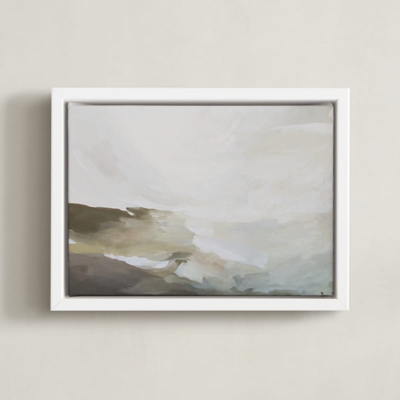 "Plains Abstract Acrylic" - Art Print in Nuetrals by Lauren Elise Fuhr - Framed Canvas