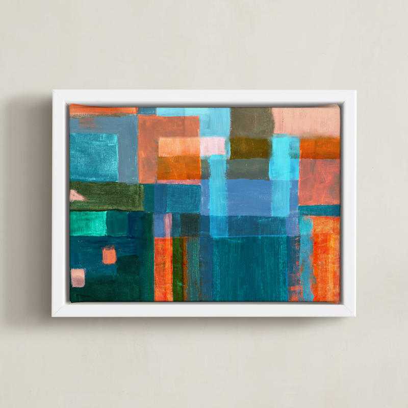 "Patches" - Art Print in Denim blue by Bethania Lima - Framed Canvas