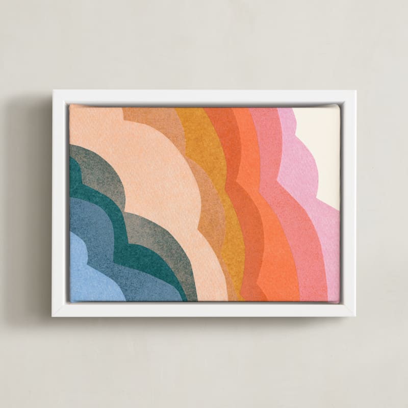 "Rainbow Clouds" - Art Print in Rainbow by Carrie Moradi - Framed Canvas