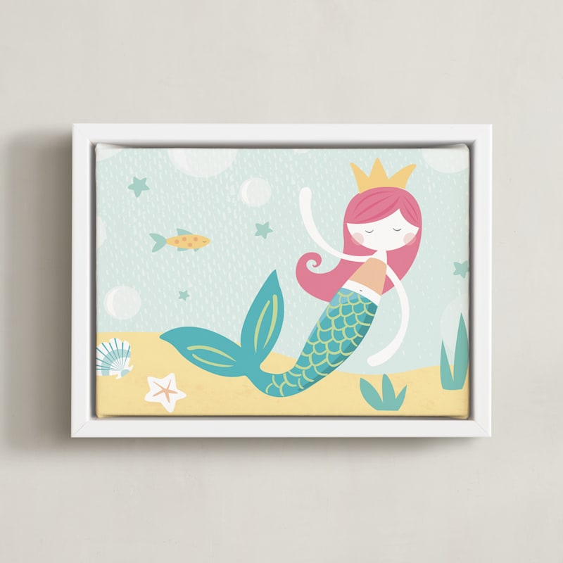 "siren's song no. 2" - Art Print in bubble gum by peetie design - Framed Canvas