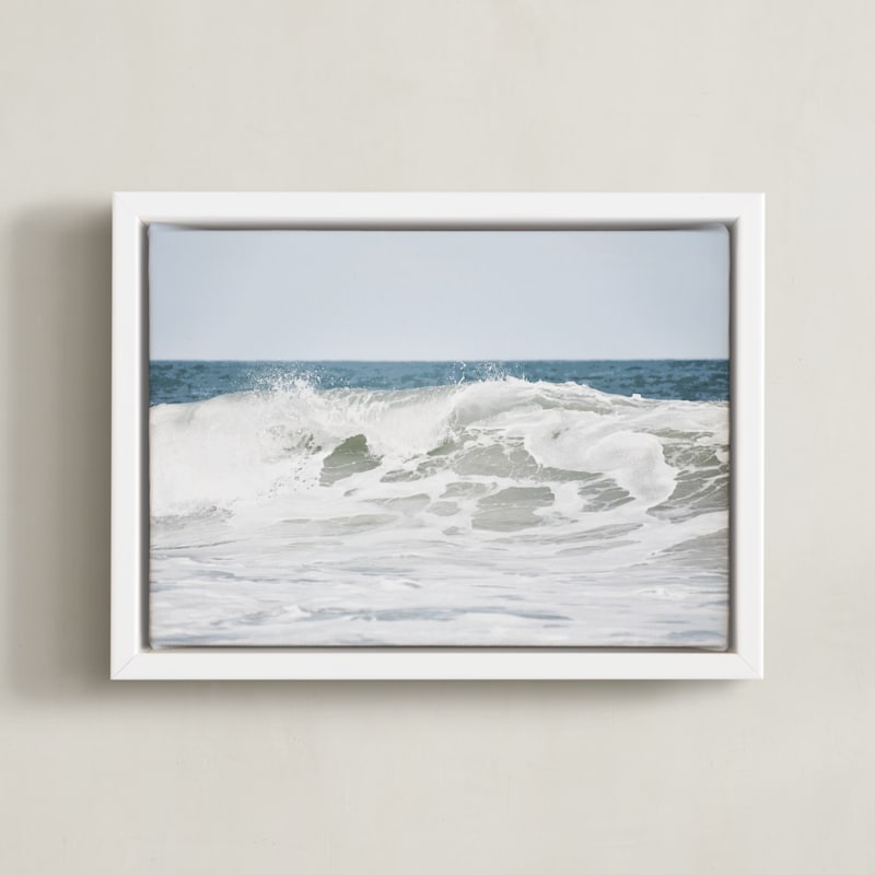 "Crash & Curl II" - Art Print in Teal Slate by Charlotte Mello Stevenson - Framed Canvas
