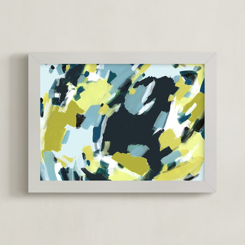 "Lichen Bloom" - Art Print in Green Gold by Katie Craig - Framed