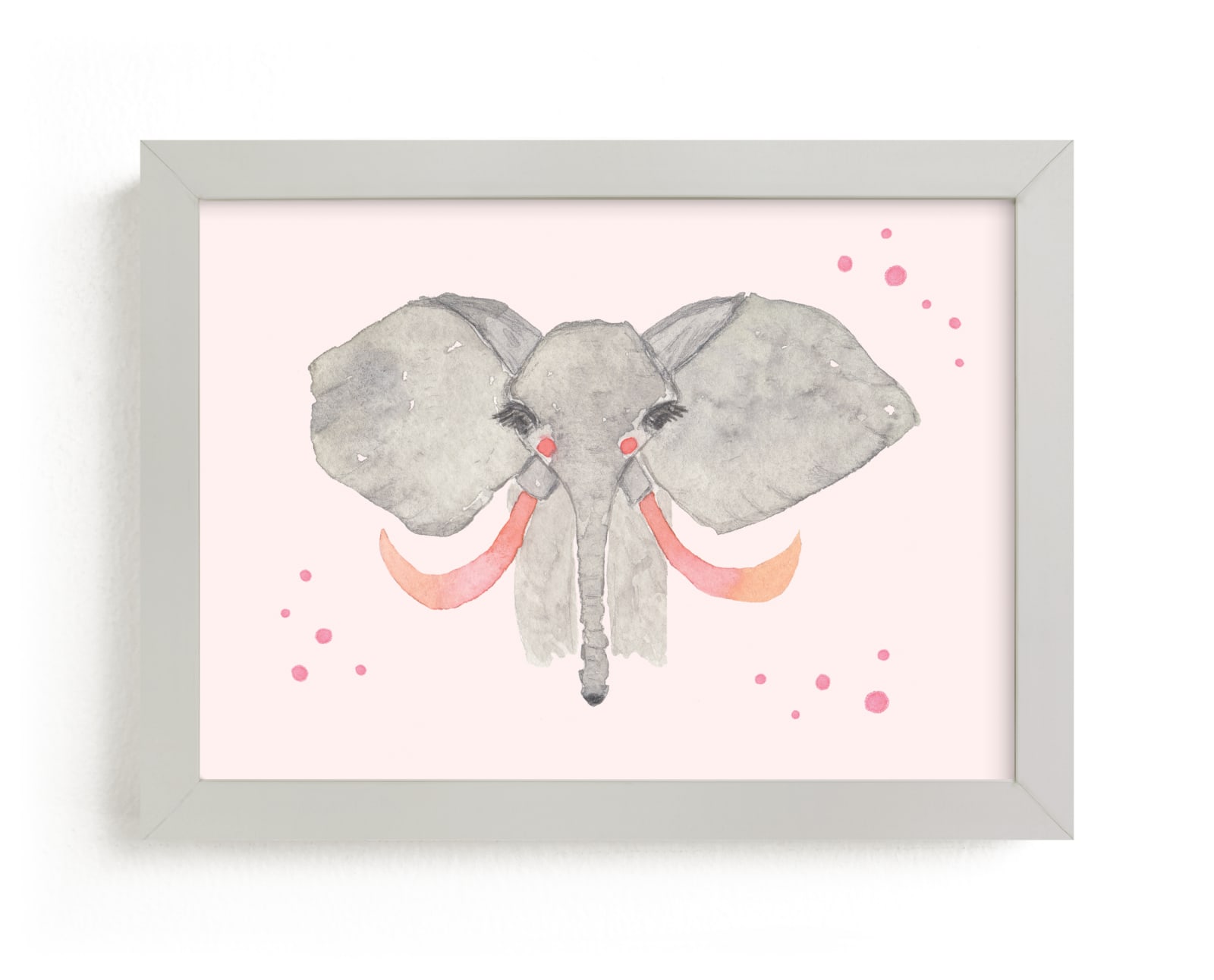 "Pink Tusk Elephant" - Art Print by Nikki Rene in beautiful frame options and a variety of sizes.
