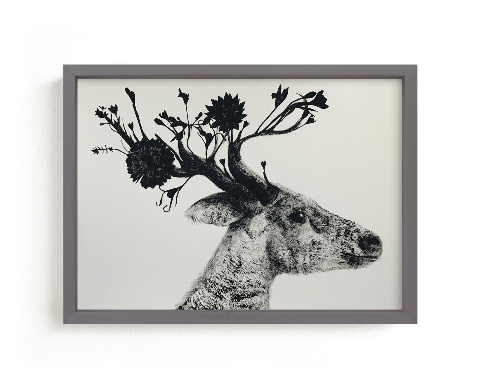"Flower Stag" - Limited Edition Art Print by Holly Hudson in beautiful frame options and a variety of sizes.