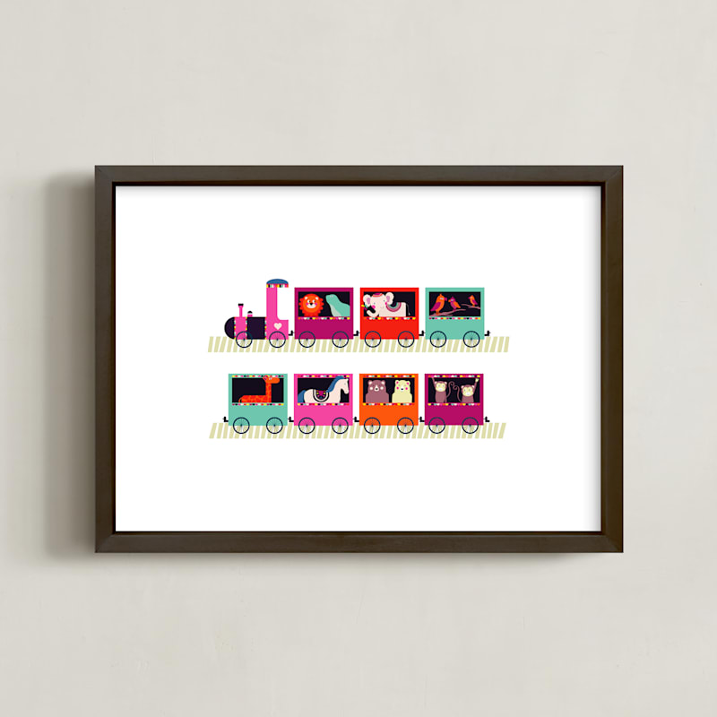 "Animal Train" - Art Print by Rebecca Humphreys in beautiful frame options and a variety of sizes.