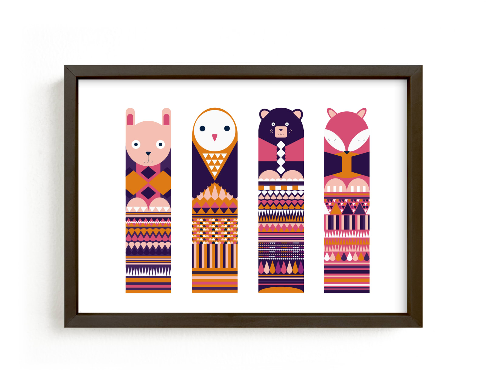 "Totemly Animals" - Art Print by Rebecca Humphreys in beautiful frame options and a variety of sizes.