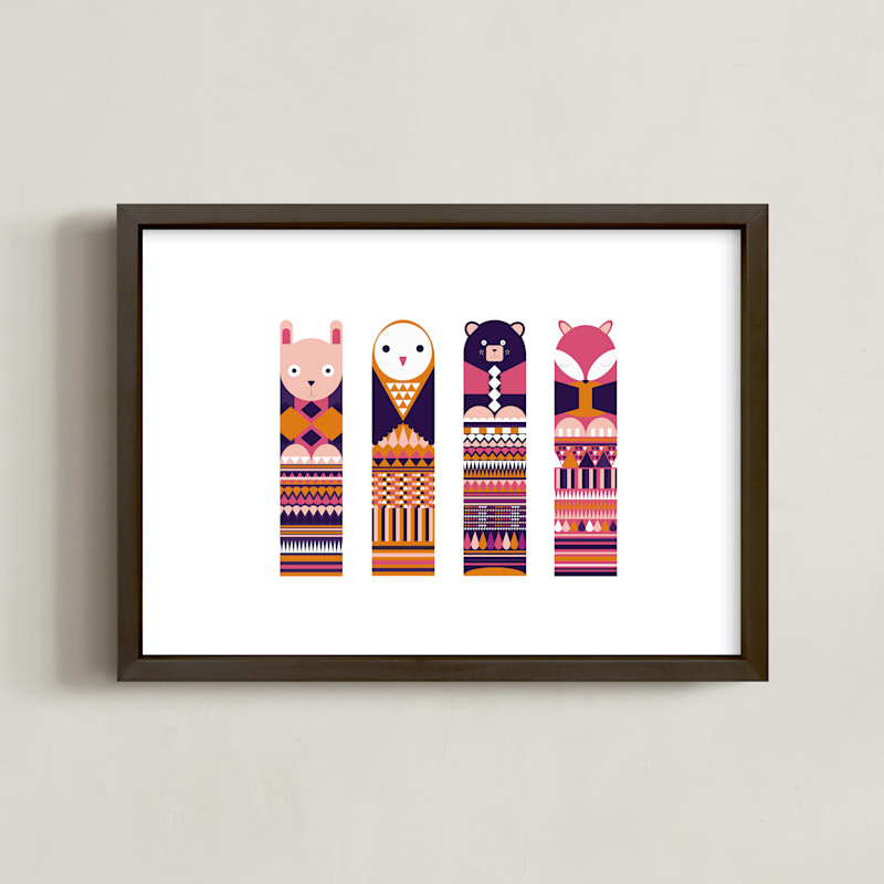 "Totemly Animals" - Art Print by Rebecca Humphreys in beautiful frame options and a variety of sizes.