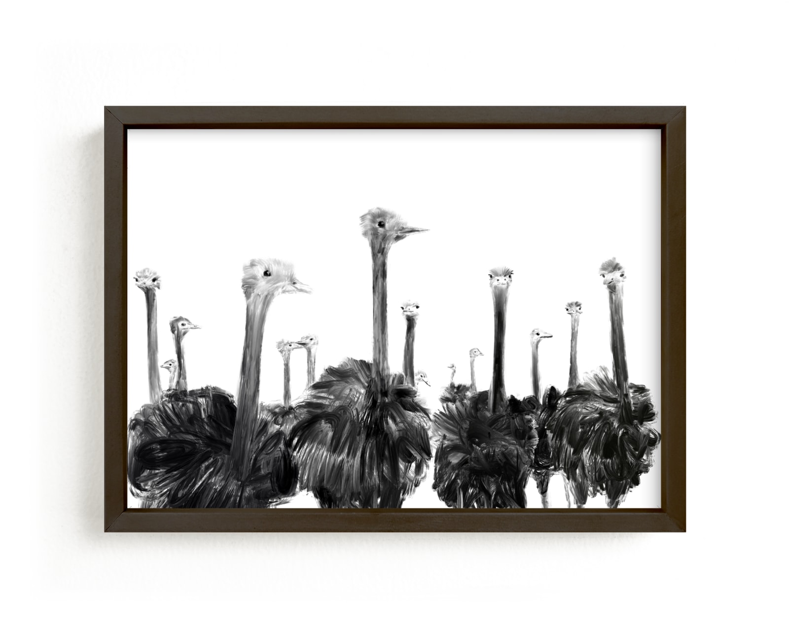 "Ostriches" by Leanne Friedberg in beautiful frame options and a variety of sizes.