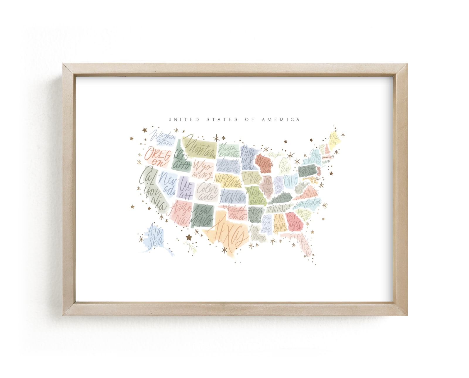 "United States lettered" by Hannah Williams in beautiful frame options and a variety of sizes.