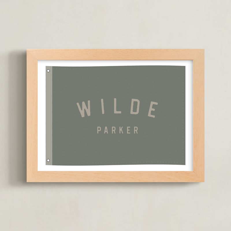 "Name Flag" - Personalized Art Print in Army Green by taylorVdesign - Framed