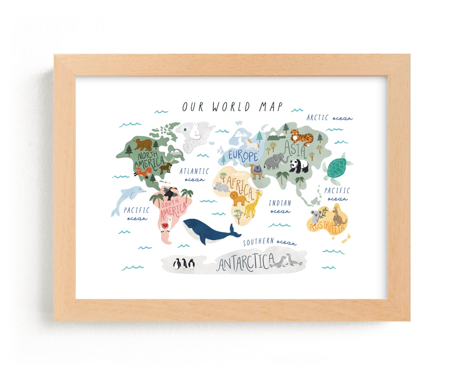 "Our World Map" - Limited Edition Art Print by Elly in beautiful frame options and a variety of sizes.