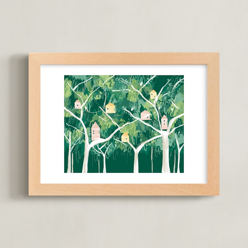 "Forest Village" - Limited Edition Art Print by Krissy Bengtson in beautiful frame options and a variety of sizes.