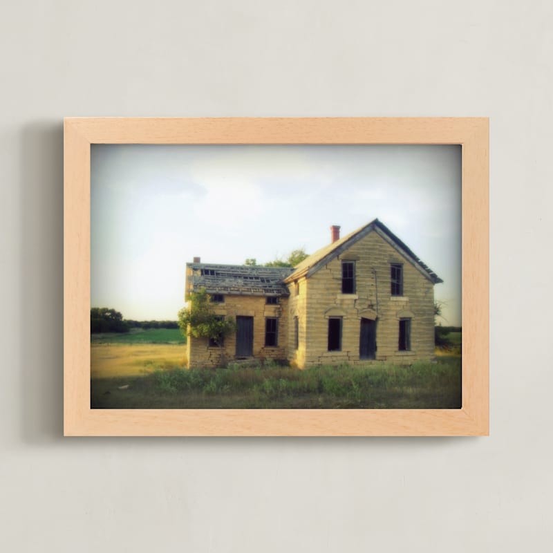 "House of Stone" - Art Print in stone yellow by Eric Eikenbary - Framed