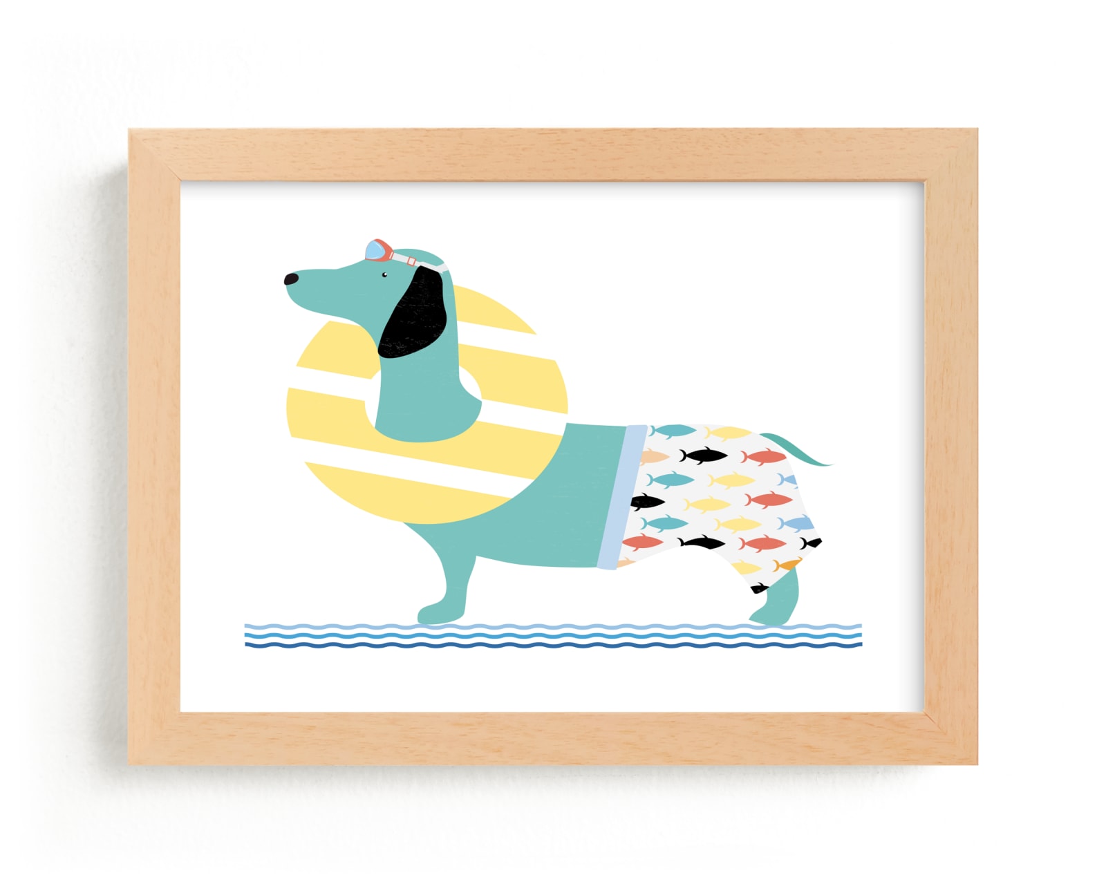 "Beach Day Dog" - Art Print by Rebecca Marchese in beautiful frame options and a variety of sizes.