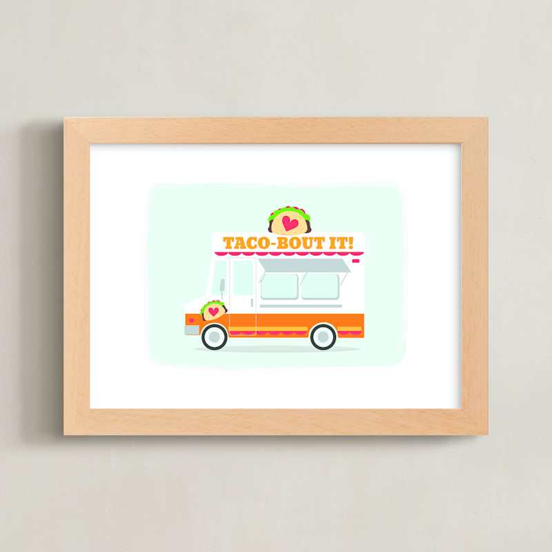 "Little Taco Truck" - Art Print in Mango by Itsy Belle Studio - Framed