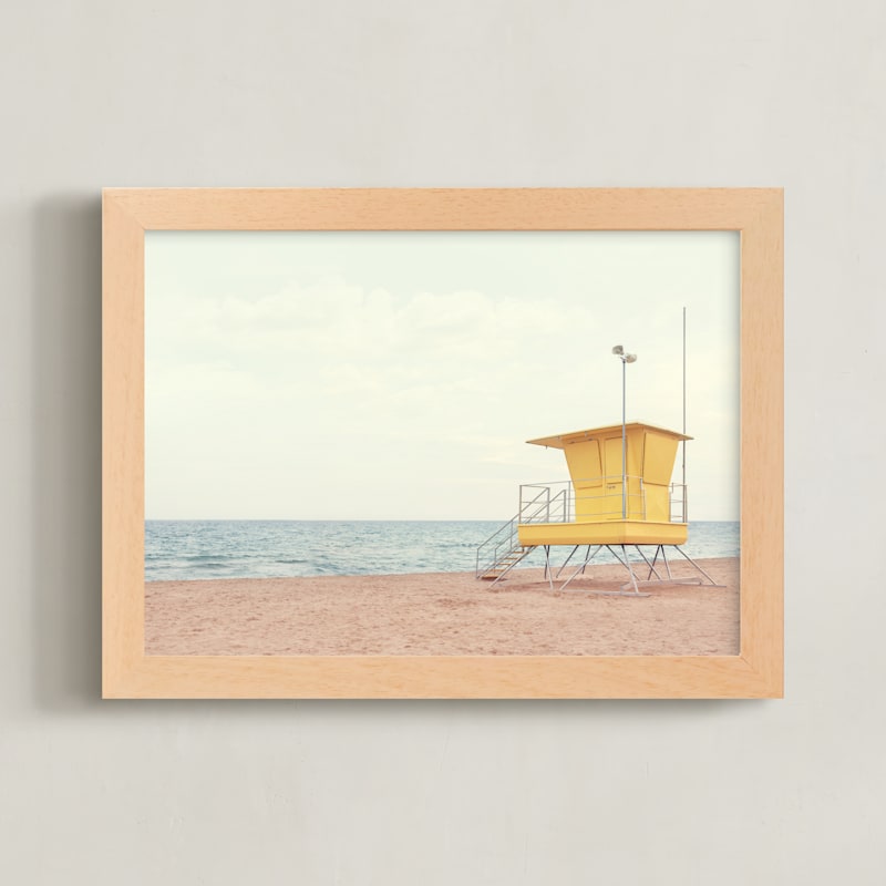 "Yellow and  the Sea" - Art Print in Lemon by Paola Benenati - Framed