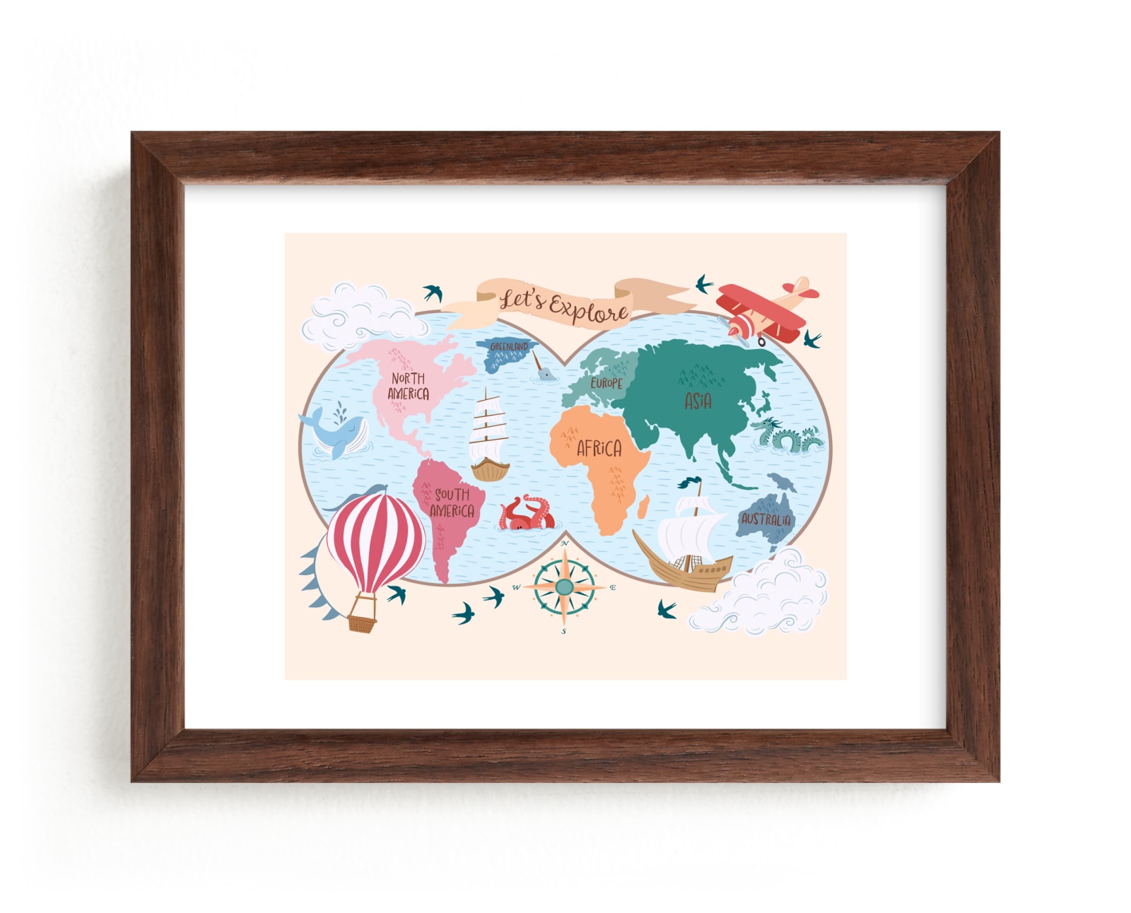"Exploration Map" - Limited Edition Art Print by DorothyDear Creations in beautiful frame options and a variety of sizes.