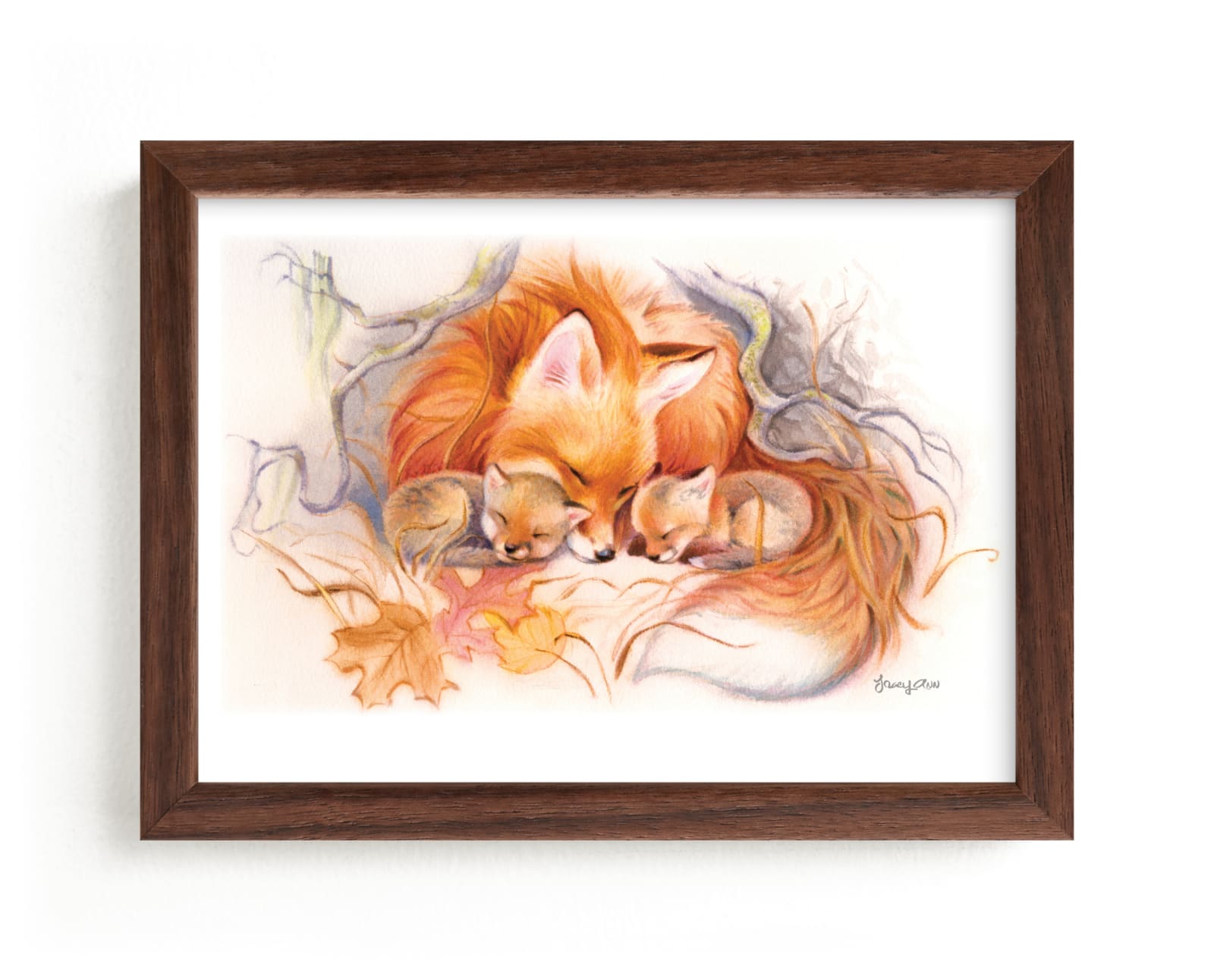 "Fox Den Snug" by Tracy Ann in beautiful frame options and a variety of sizes.