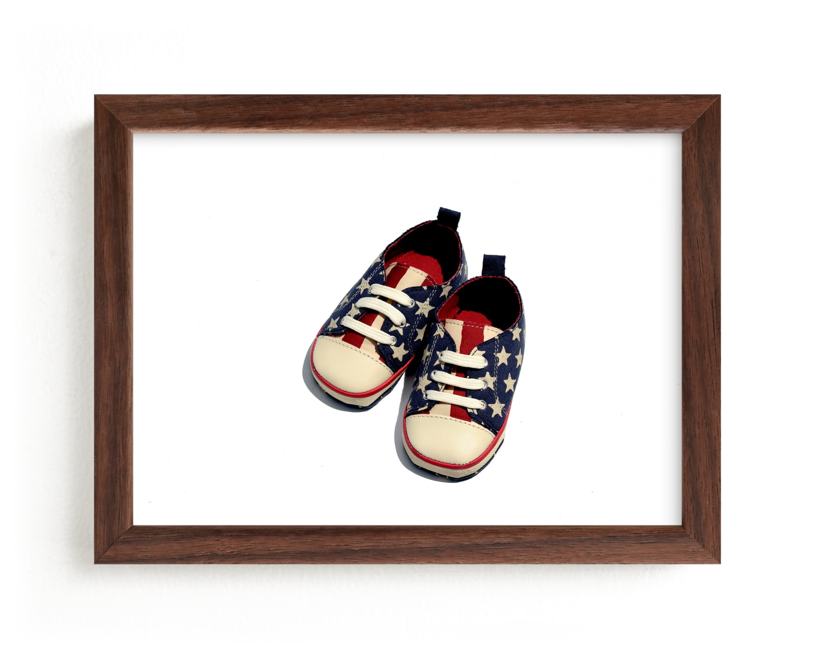 "Stars & Stripes Baby Sneakers" by Jonathan Brooks in beautiful frame options and a variety of sizes.