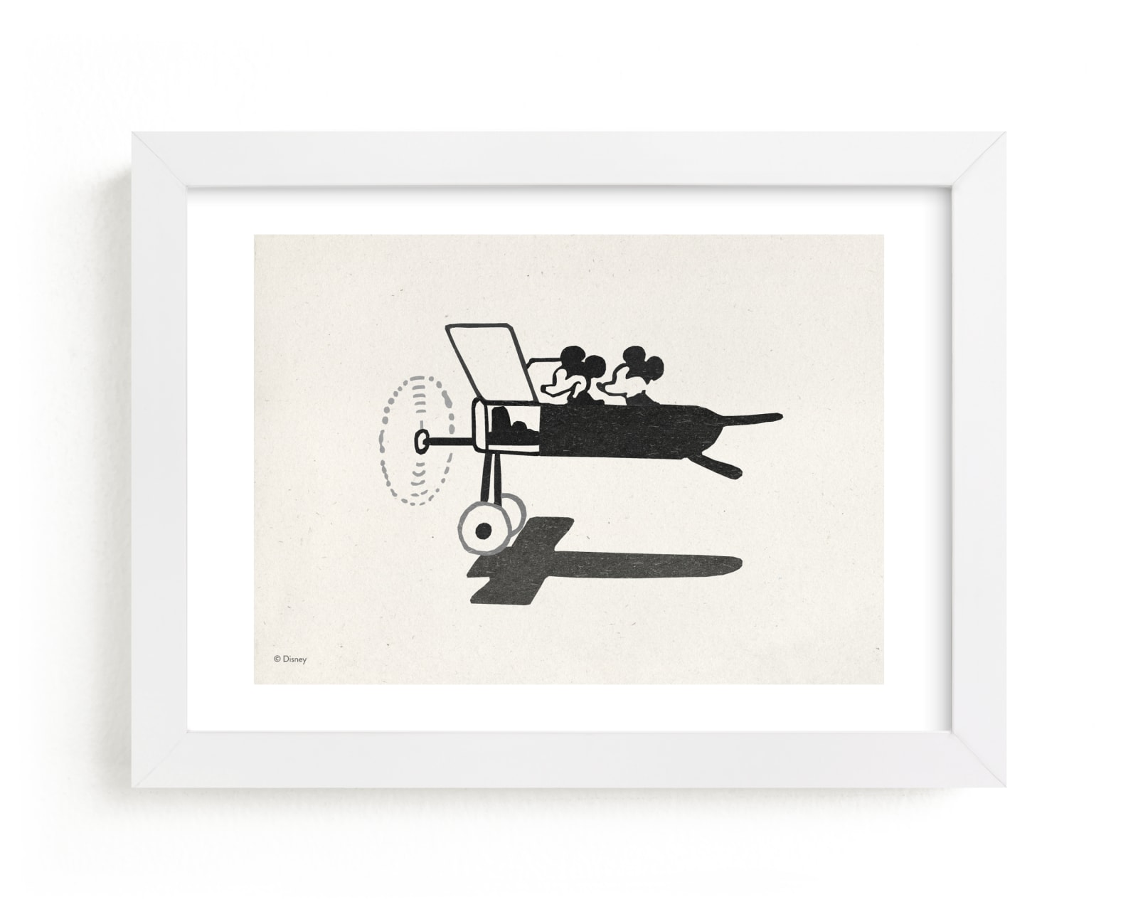 "Disney's Mickey and Minnie on the plane" - Limited Edition Art Print by Sumak Studio in beautiful frame options and a variety of sizes.