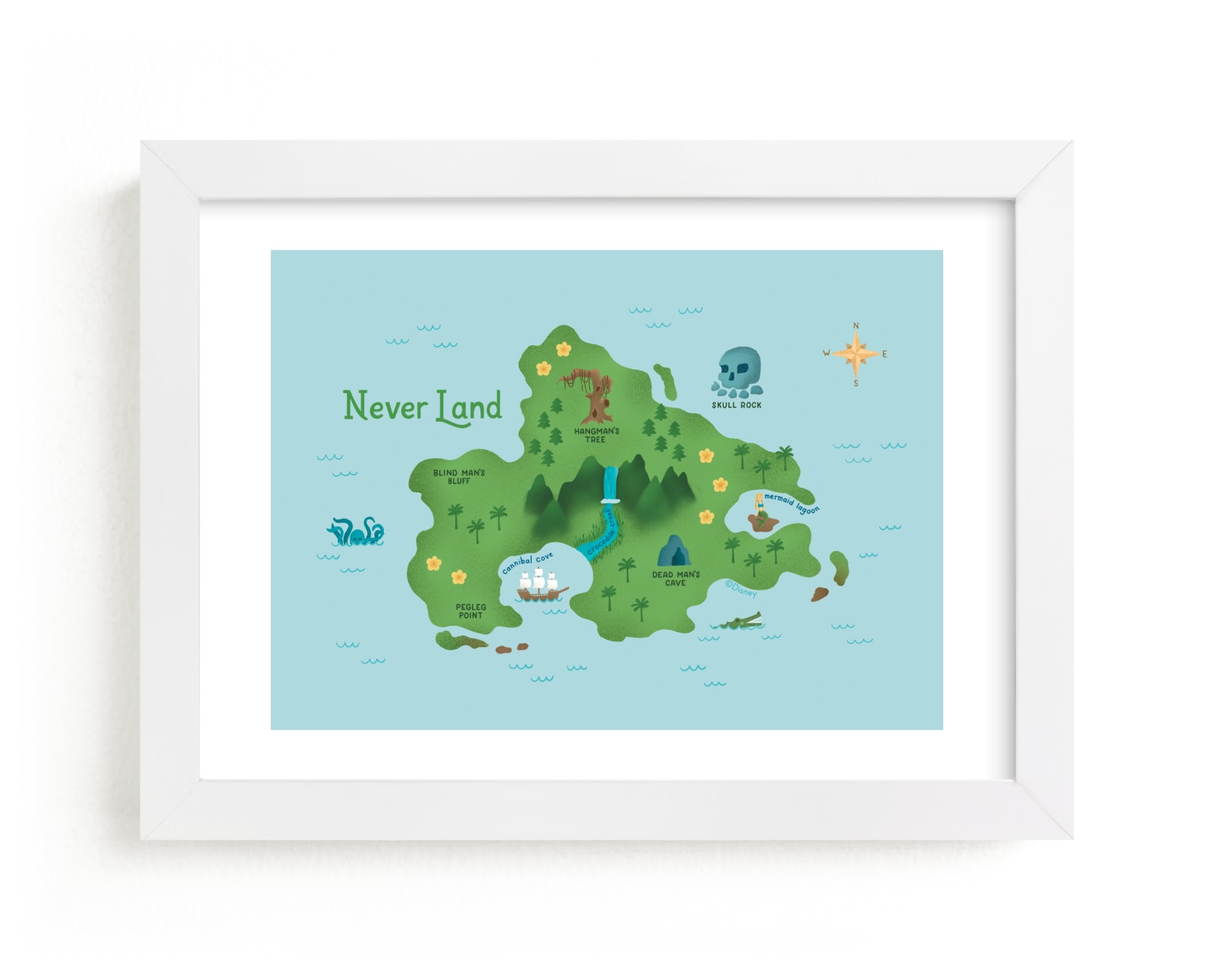 "Neverland Map from Disney's Peter Pan" - Limited Edition Art Print by Renee Christensen in beautiful frame options and a variety of sizes.