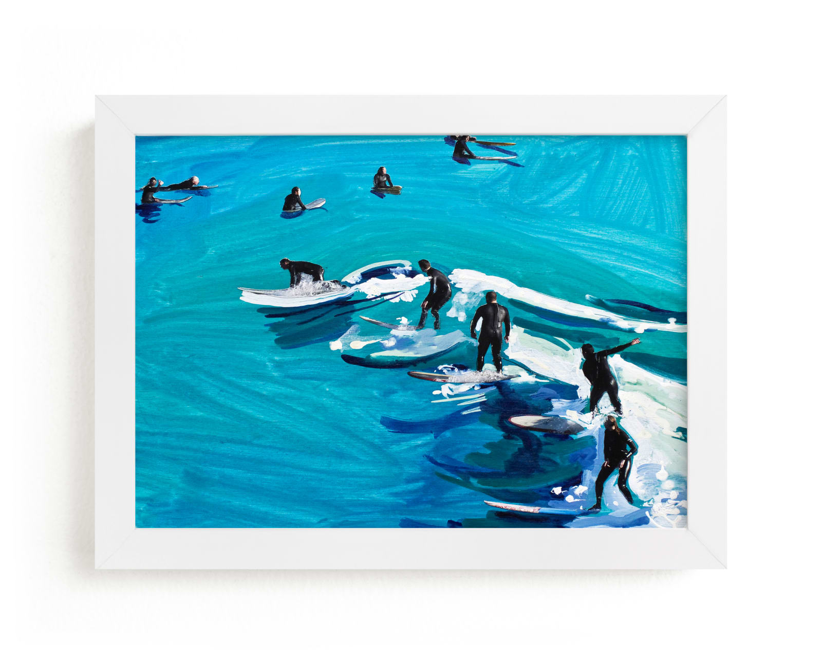 "Surfers at Sunset" - Limited Edition Art Print by Annie Seaton in beautiful frame options and a variety of sizes.