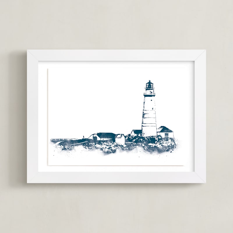 "Boston Light" - Art Print in Marine by Paul Berthelot - Framed