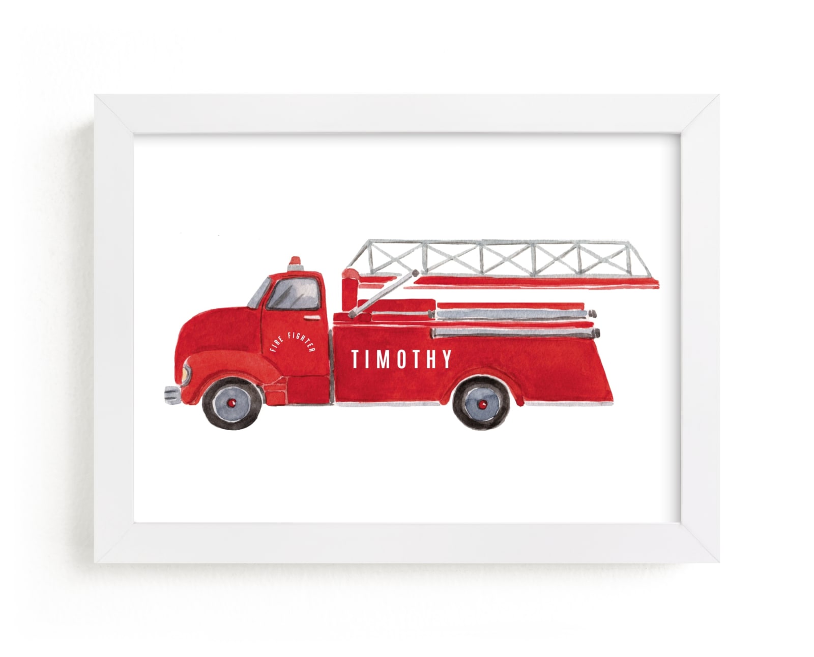"Vintage FireTruck" - Custom Open Edition Children's Art Print by frau brandt in beautiful frame options and a variety of sizes.