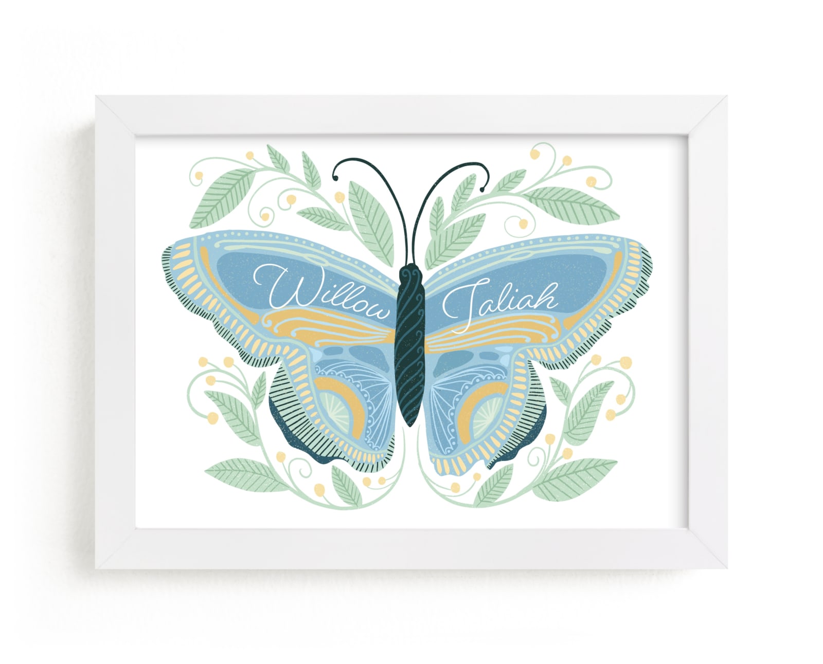 "Flutter & Fly" - Custom Open Edition Children's Art Print by Blue Ombre co in beautiful frame options and a variety of sizes.