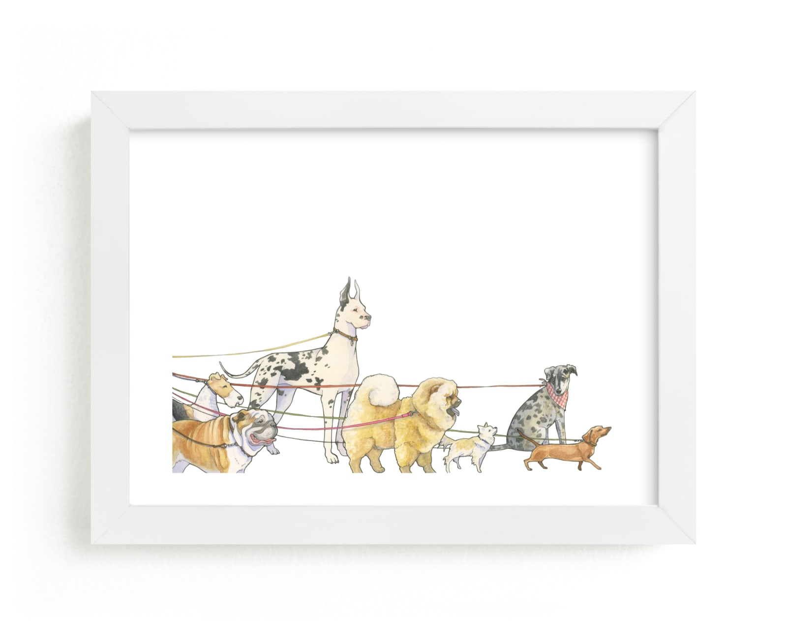"Walking Dogs" - Limited Edition Art Print by Natalie Groves in beautiful frame options and a variety of sizes.
