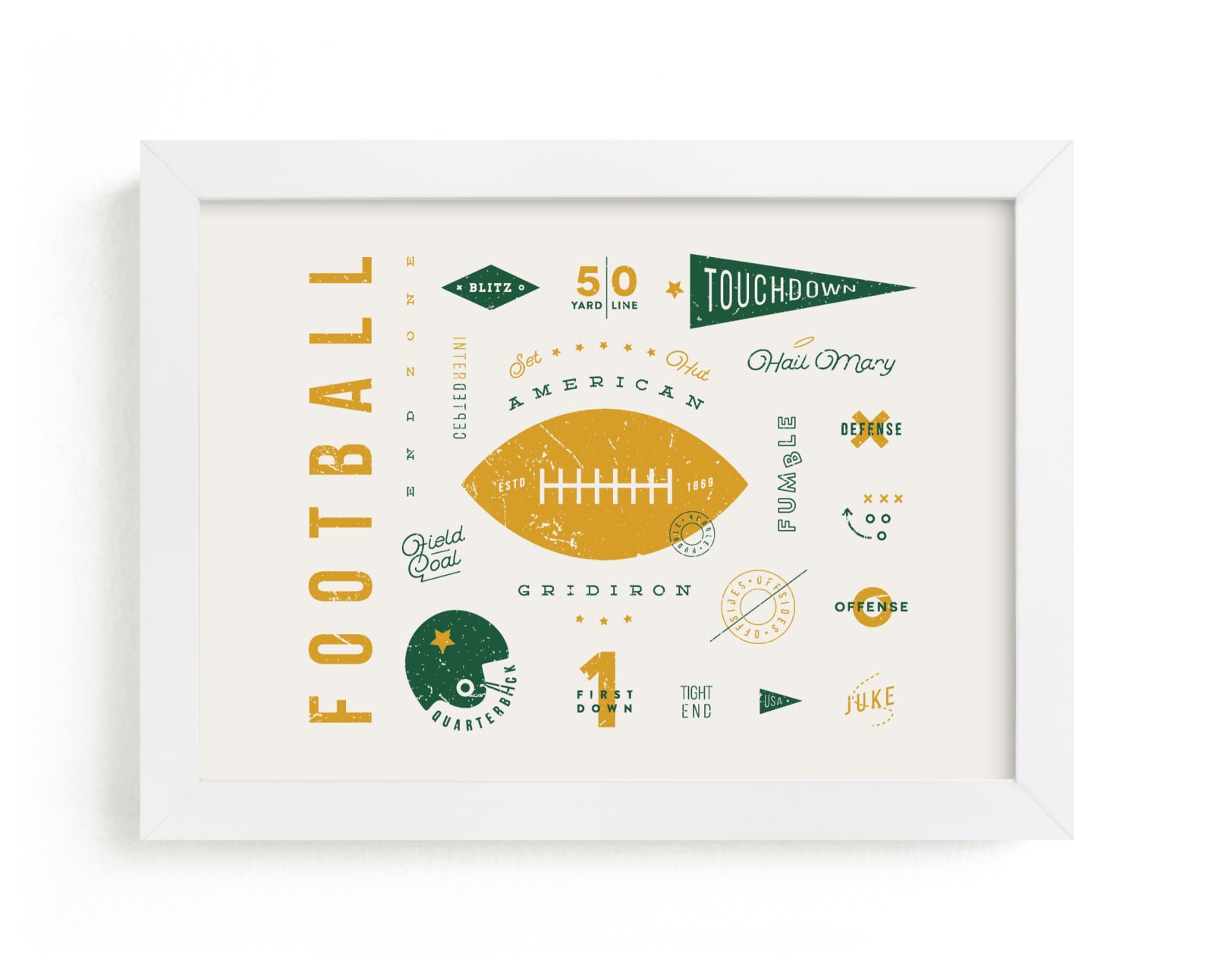"American Football Vocab" - Limited Edition Art Print by Dana Beckwith in beautiful frame options and a variety of sizes.