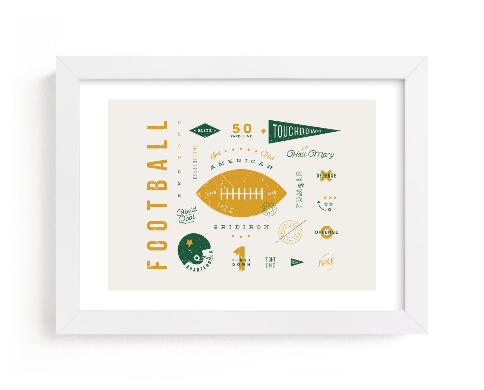 "American Football Vocab" - Limited Edition Art Print by Dana Beckwith in beautiful frame options and a variety of sizes.