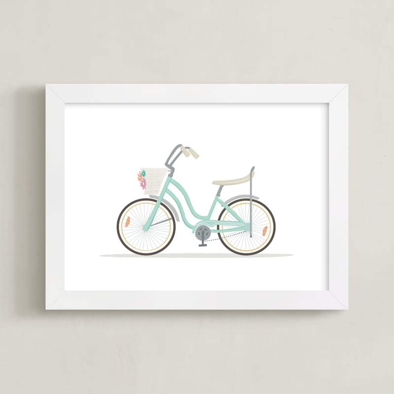 "Banana Seat Bike" - Art Print in Cream by Karidy Walker - Framed