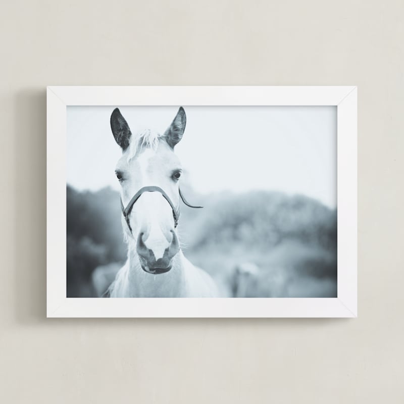 "Horse white" - Art Print by Lying on the grass in beautiful frame options and a variety of sizes.