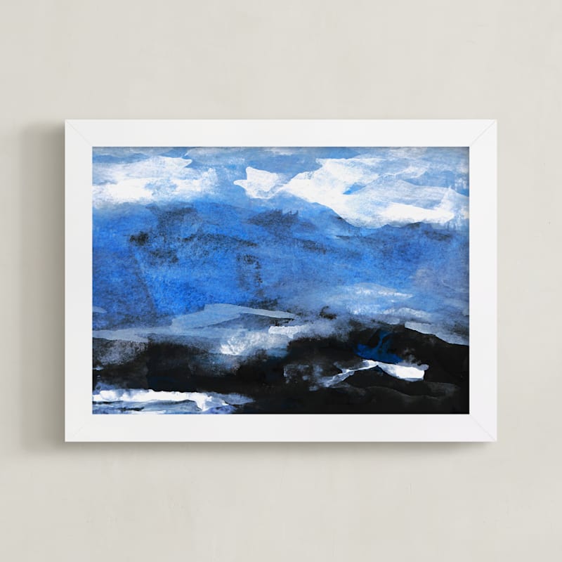 "Stormy Sea Abstract Painting" - Art Print in Stormy Ocean Blue by Melanie Biehle - Framed