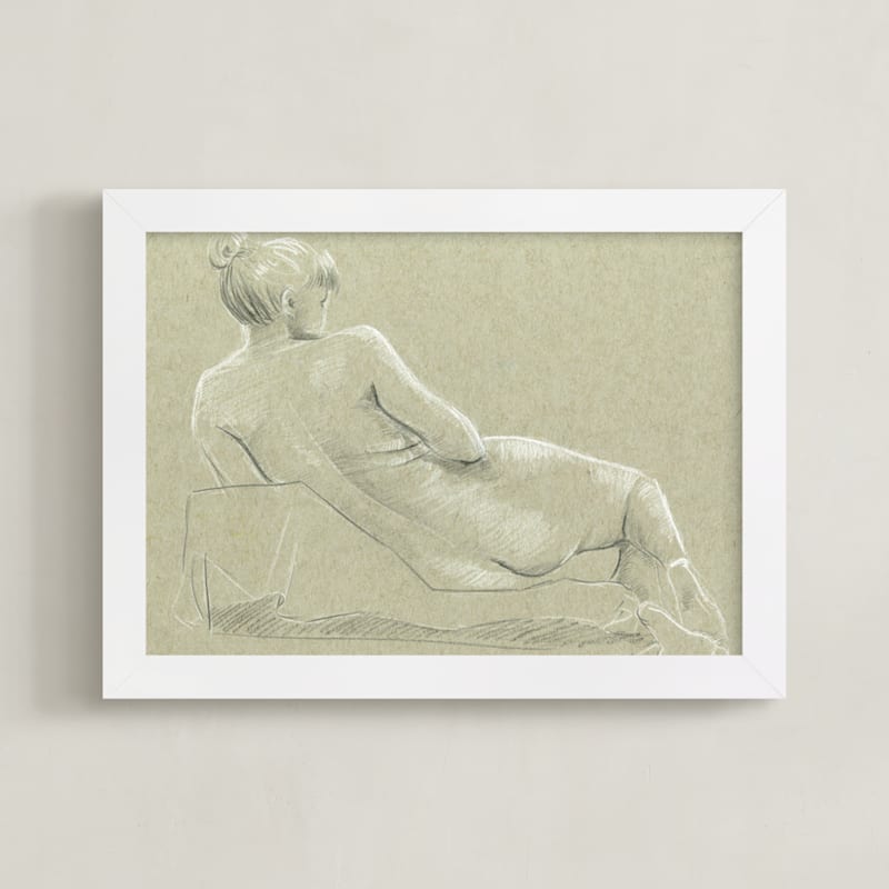 "Sketch 037" - Art Print in Beige by Cecilia La Mela - Framed
