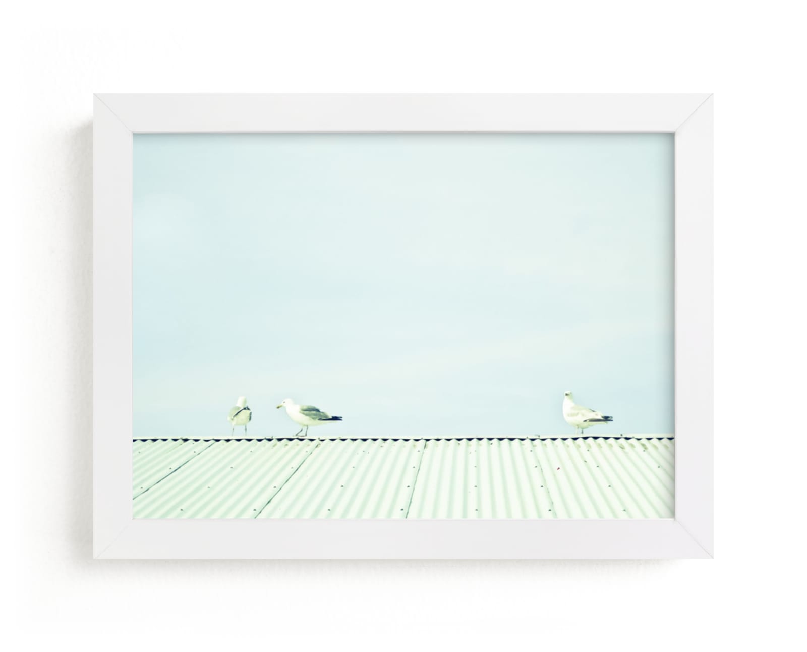 "Seagulls On The Roof" - Art Print by Alexandra Feo in beautiful frame options and a variety of sizes.