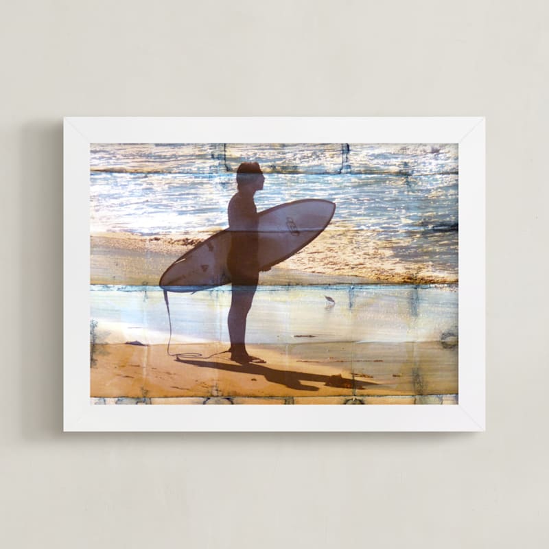 "Indigo Shibori Surfer " - Art Print by Annie Seaton in beautiful frame options and a variety of sizes.