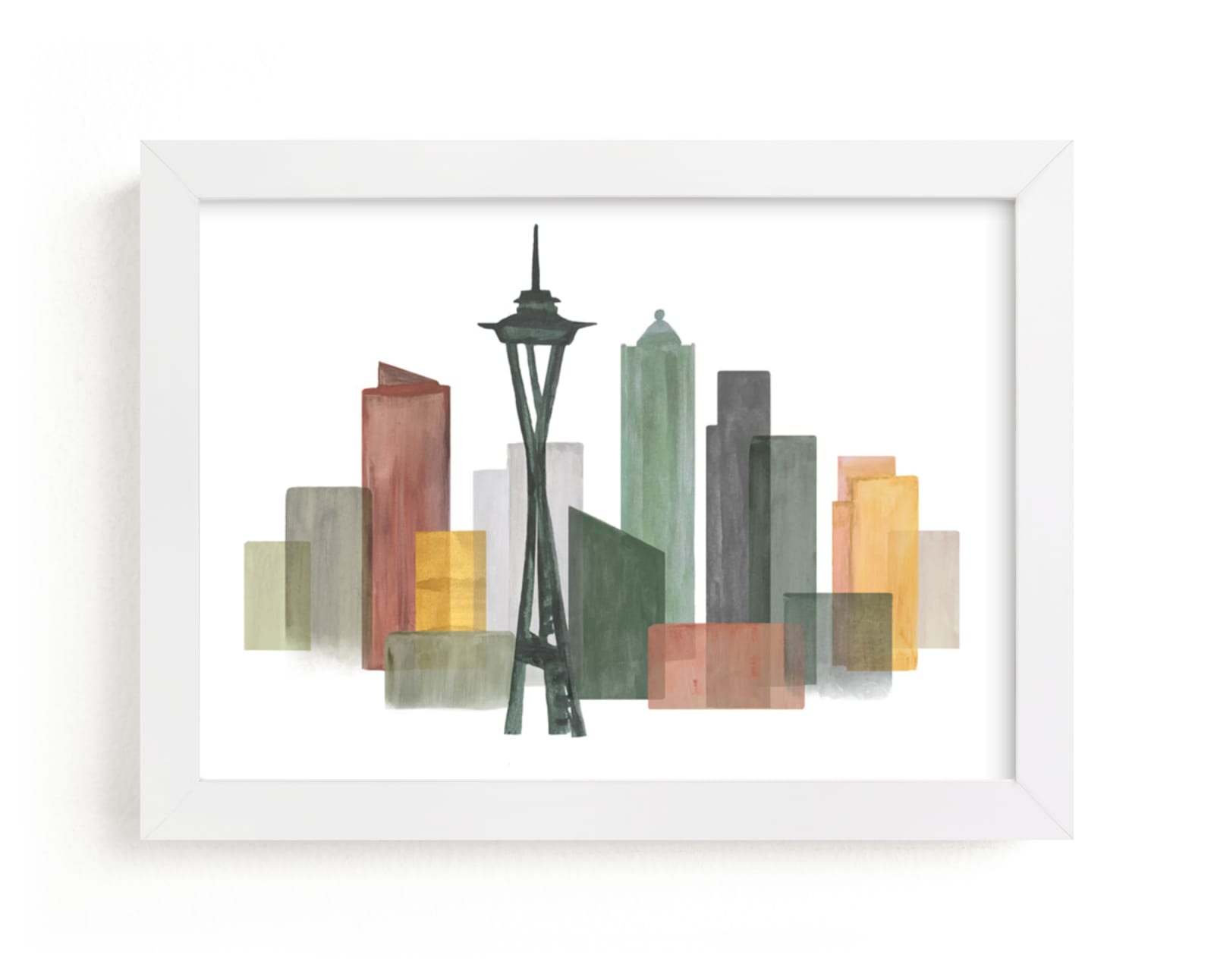 "Skyline Seattle" - Art Print by Katherine Moynagh in beautiful frame options and a variety of sizes.
