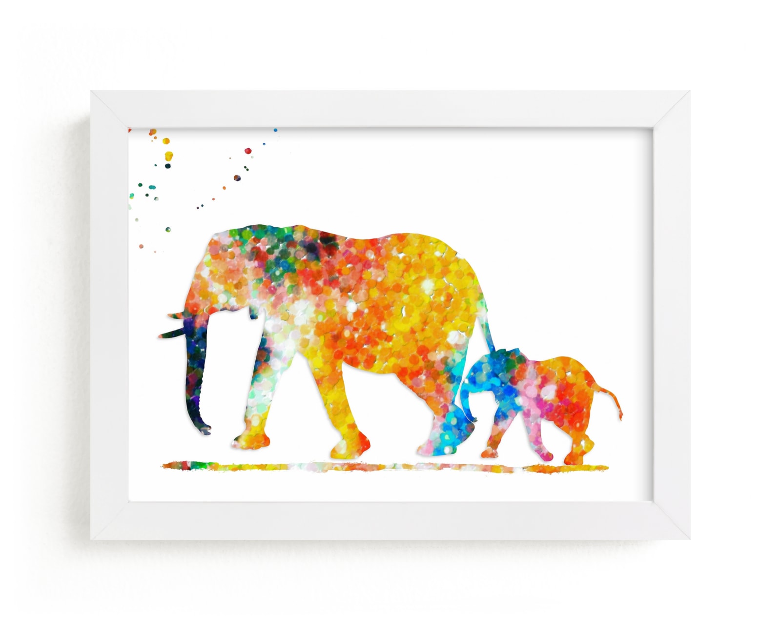 "Elephant Mom & Baby " - Art Print by Alex Isaacs Designs in beautiful frame options and a variety of sizes.