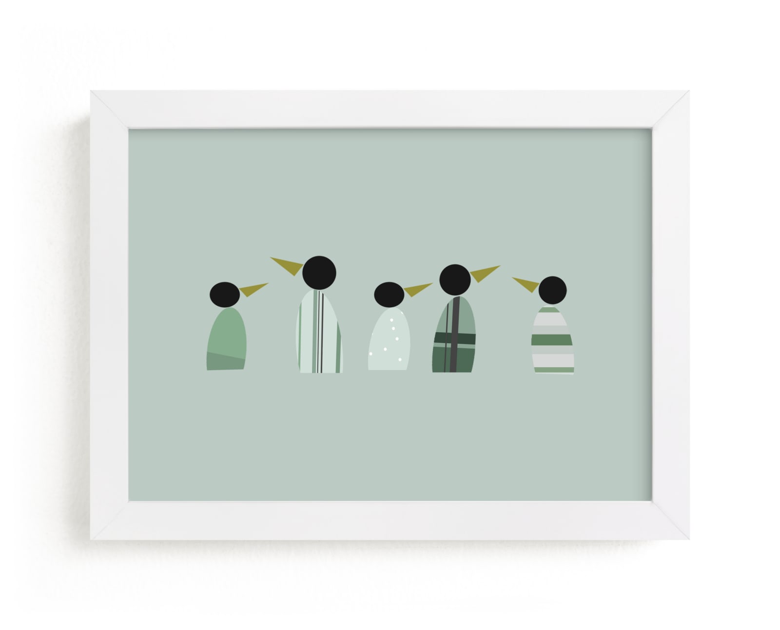 "Wooden Penguins" - Art Print by Lauren Manas in beautiful frame options and a variety of sizes.