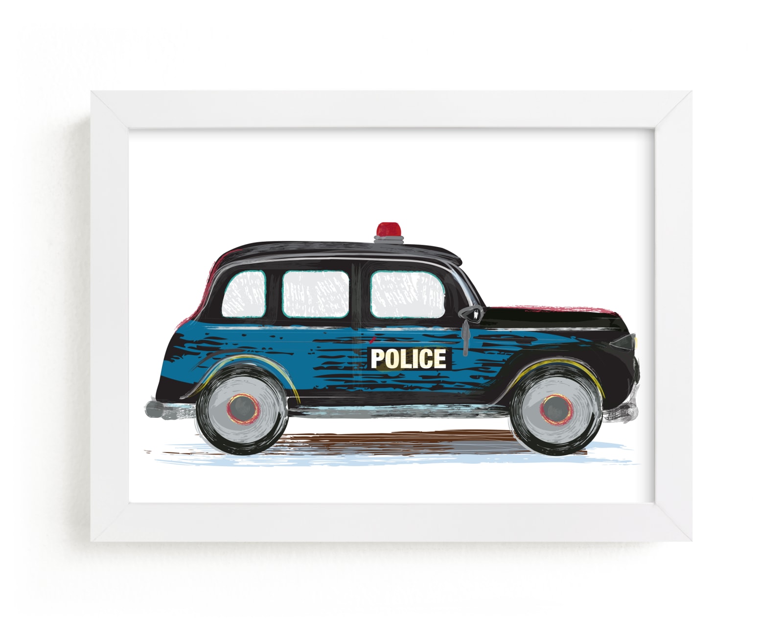 "Vintage Police Car" - Art Print by Rebecca Marchese in beautiful frame options and a variety of sizes.