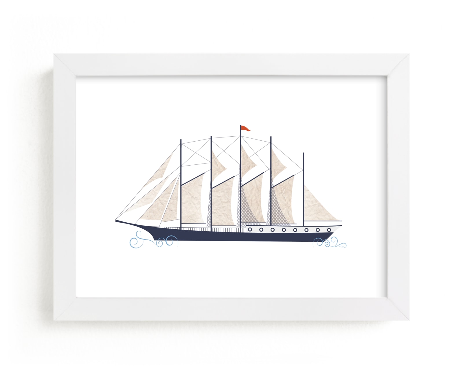 "Schooner Boat" - Art Print by Katie Zimpel in beautiful frame options and a variety of sizes.