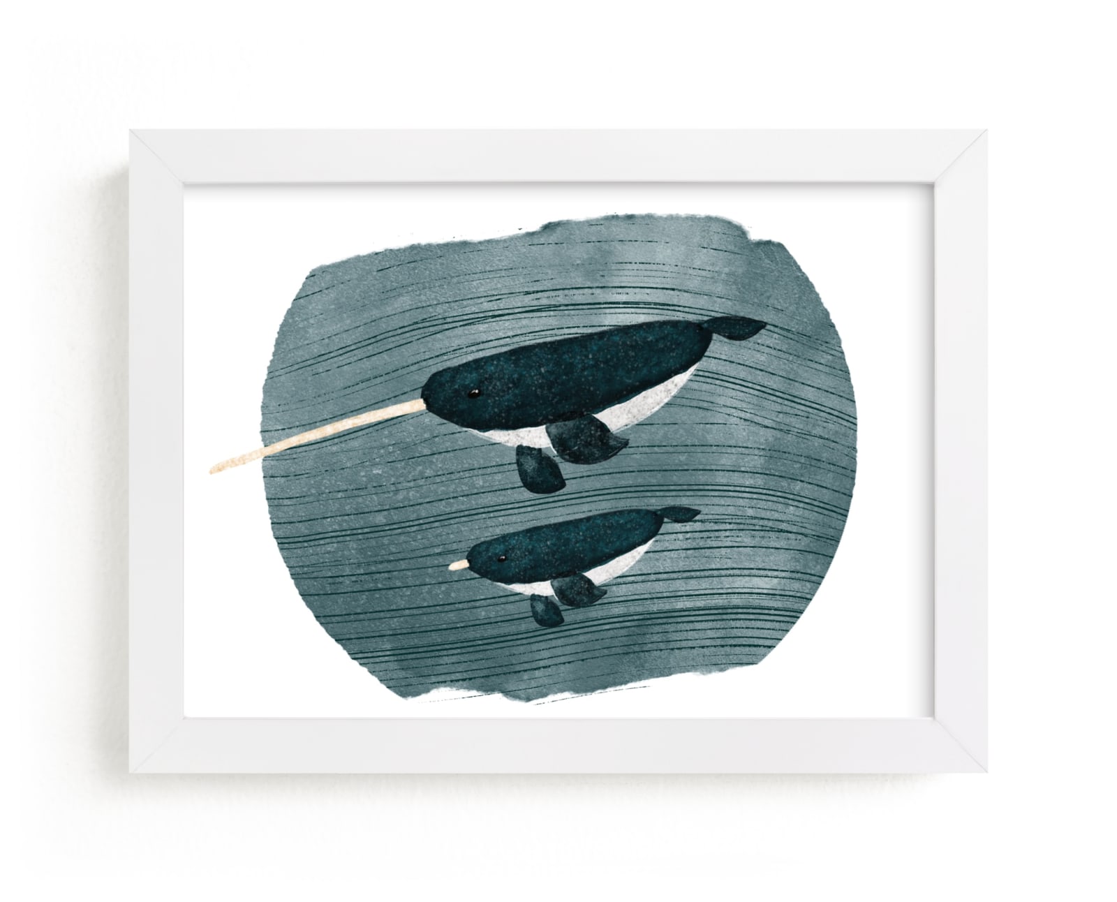"Narwhals" - Art Print by Angel Walker in beautiful frame options and a variety of sizes.