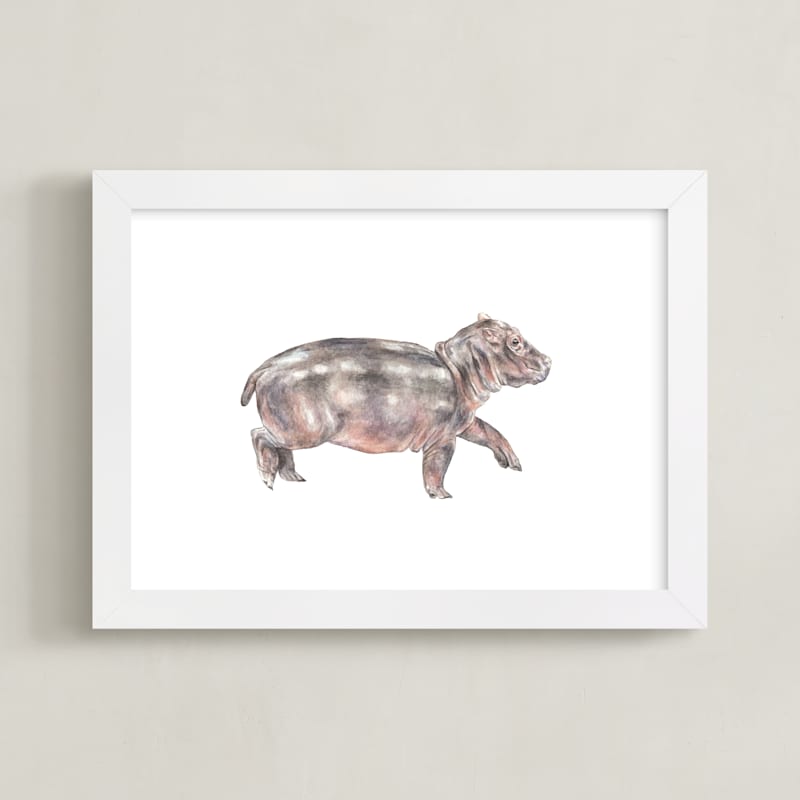 Watercolor baby hippo