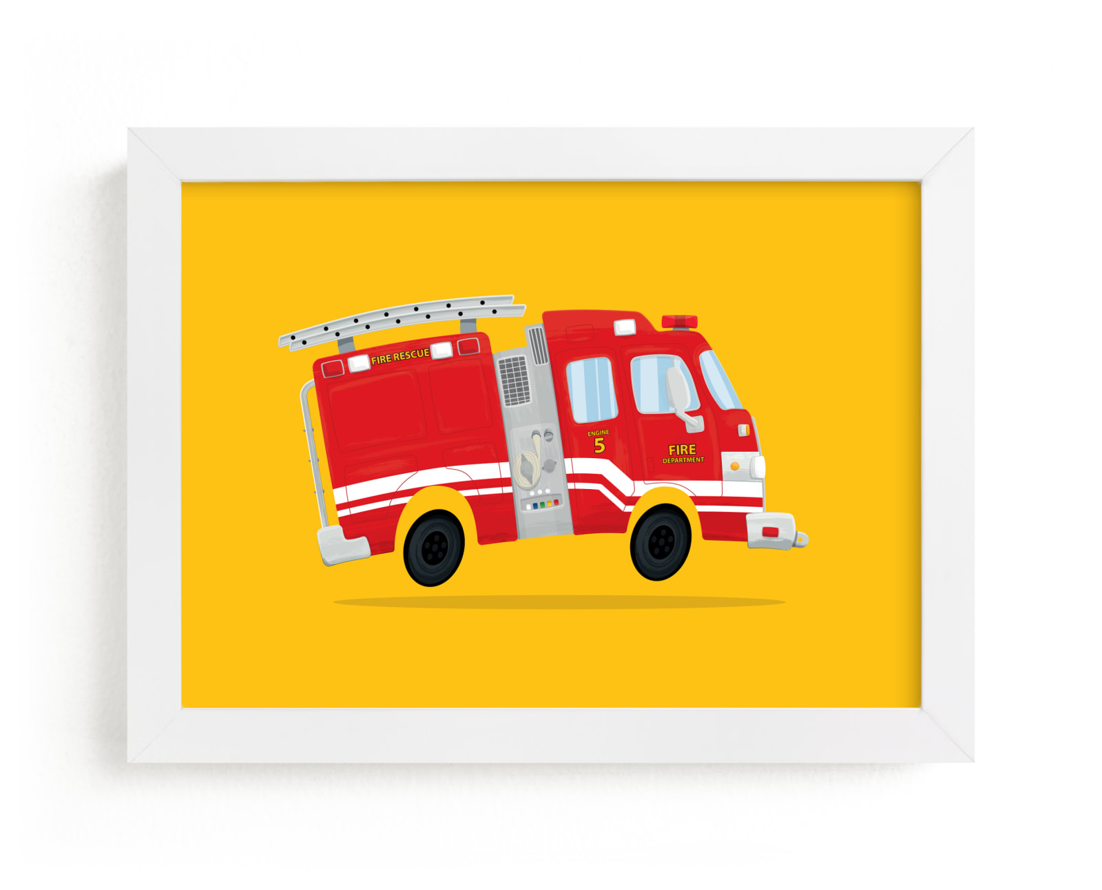 "Cute Firetruck" - Art Print by Nathan Poland in beautiful frame options and a variety of sizes.